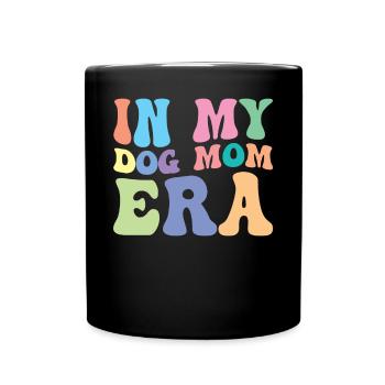 Dog Mom Retro Groovy In My Dog Mom Era - Full Colour Mug - black - Front