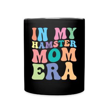 Hamster Mom Retro Groovy In My Hamster Mom Era - Full Colour Mug - black - Front