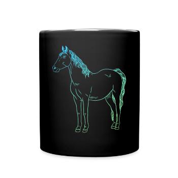 Minimalistisches Pferde Design Geschenk - Tasse einfarbig - Schwarz - Vorne