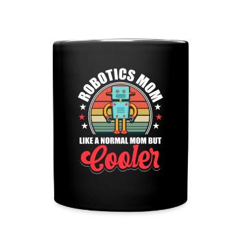Retro Robotics Mom Women Build Robot Vintage - Full Colour Mug - black - Front
