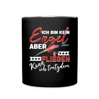 Drachenflieger Hängegeleiter Bin kein Engel - Tasse einfarbig - Schwarz - Vorne