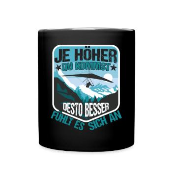 Drachenflieger Hängegleiter Je höher desto besser - Tasse einfarbig - Schwarz - Vorne