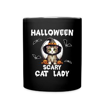 Pumpkin Katze Kürbis Halloween Katzen - Tasse einfarbig - Schwarz - Vorne