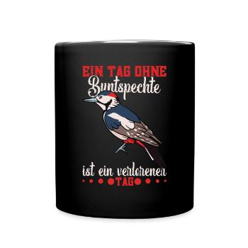 Buntspecht Ornithologe Vogelfreund Spechtliebhaber - Tasse einfarbig - Schwarz - Vorne