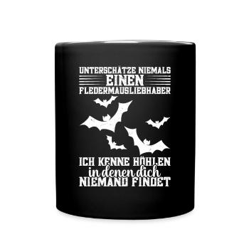 Fledermauskostüm Fledermaus Motiv Fledermausfan - Tasse einfarbig - Schwarz - Vorne