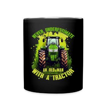 Never underestimate old man tractor farmer - Full Colour Mug - black - Front