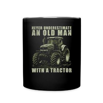 Never underestimate old man tractor gardener - Full Colour Mug - black - Front