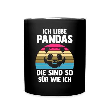 Pandabär Panda - Tasse einfarbig - Schwarz - Vorne