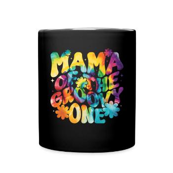 Groovy Mutter Passende Familie Am 1. Geburtstag - Tasse einfarbig - Schwarz - Vorne