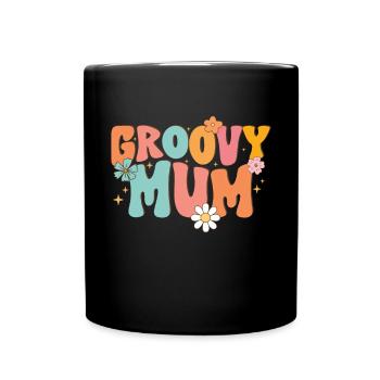 Groovy Mutter Passende Familie Am 1. Geburtstag - Tasse einfarbig - Schwarz - Vorne