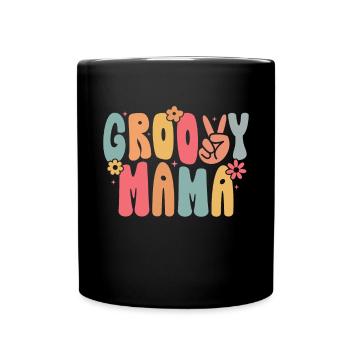 Groovy Mutter Passende Familie Am 1. Geburtstag - Tasse einfarbig - Schwarz - Vorne