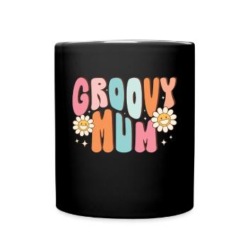 Groovy Mutter Passende Familie Am 1. Geburtstag - Tasse einfarbig - Schwarz - Vorne