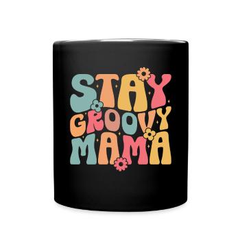 Groovy Mutter Passende Familie Am 1. Geburtstag - Tasse einfarbig - Schwarz - Vorne