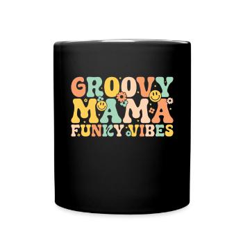 Groovy Mutter Passende Familie Am 1. Geburtstag - Tasse einfarbig - Schwarz - Vorne