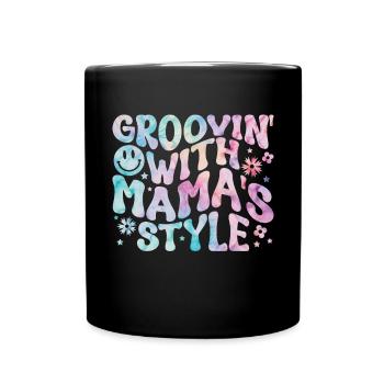 Groovy Mutter Passende Familie Am 1. Geburtstag - Tasse einfarbig - Schwarz - Vorne
