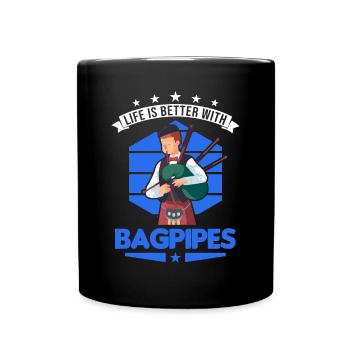 Never run with Bagpipes You could get Kilt - Tasse einfarbig - Schwarz - Vorne