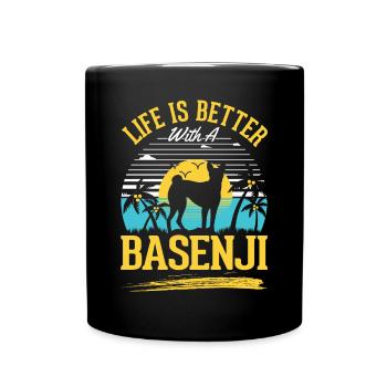 La vie est meilleure avec un Basenji - Mug uni - noir - Devant