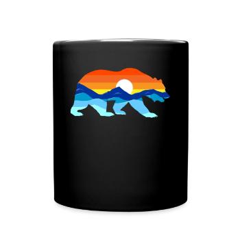 Camping -Wandern Retro Mountains Outdoor Camp Bear - Tasse einfarbig - Schwarz - Vorne