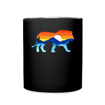 Camping -Wandern Retro Mountains Outdoor Camp Lion - Tasse einfarbig - Schwarz - Vorne