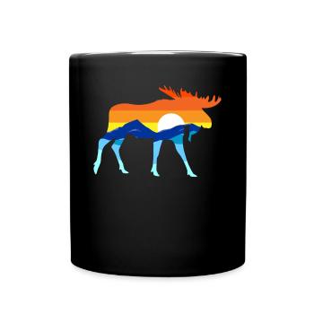 Camping -Wandern Retro Mountains Outdoor Camp Elch - Tasse einfarbig - Schwarz - Vorne