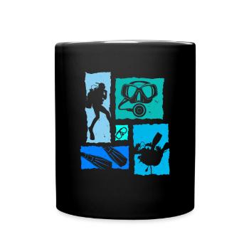 Taucher Retro - Tasse einfarbig - Schwarz - Vorne