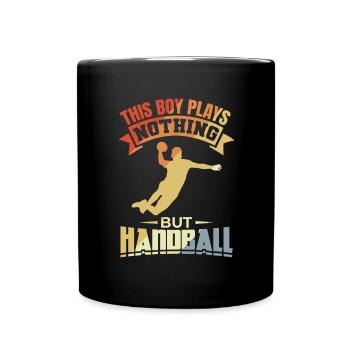 Boy plays nothing but handball - Full Colour Mug - black - Front