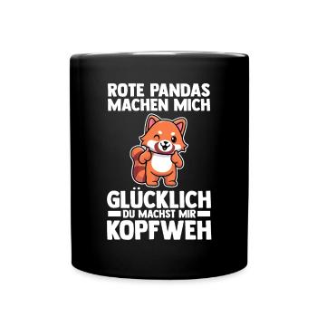 Roter Panda - Tasse einfarbig - Schwarz - Vorne