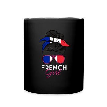 Französisches Mädchen - Tasse einfarbig - Schwarz - Vorne