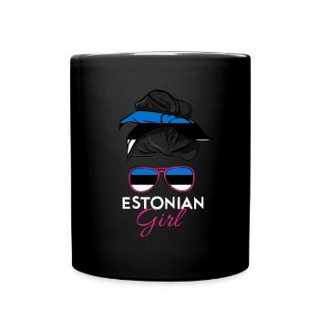 Estnisches Mädchen - Tasse einfarbig - Schwarz - Vorne