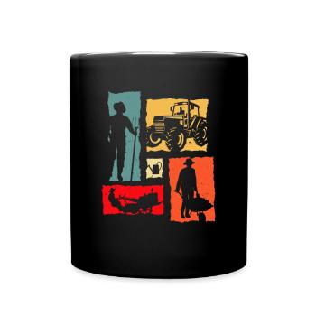 Farmer Retro Tractor Agriculture Oldschool - Tasse einfarbig - Schwarz - Vorne
