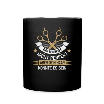 Friseurin Barber Frisörin Friseursalon - Tasse einfarbig - Schwarz - Vorne