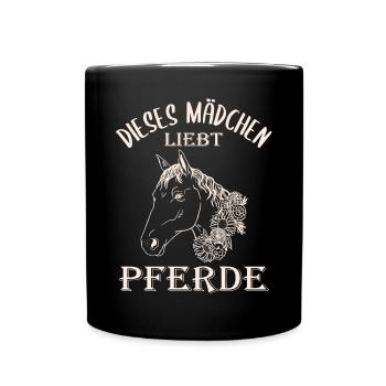 Dieses Mädchen liebt Pferde - Reiterherz - Tasse einfarbig - Schwarz - Vorne