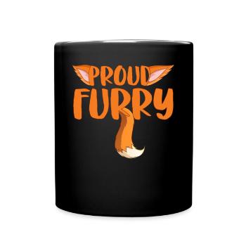 Furry Fandom Fursona Fursuit Fox - Full Colour Mug - black - Front