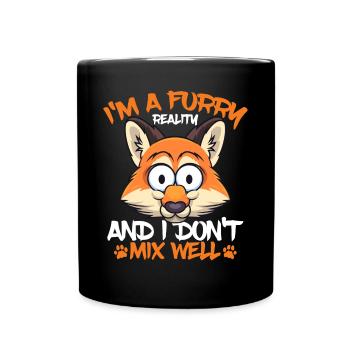 Furry Fandom Fursona Fox - Full Colour Mug - black - Front
