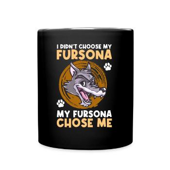 Furry Fandom Fursuit Wolf - Full Colour Mug - black - Front
