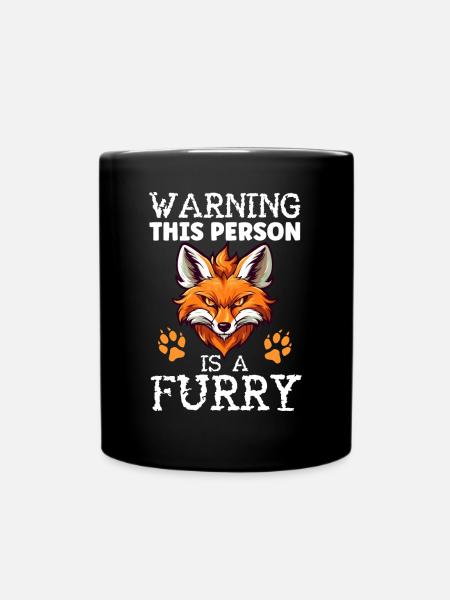 Furry Fandom Fursona Fursuit Wolf - Full Colour Mug - black
