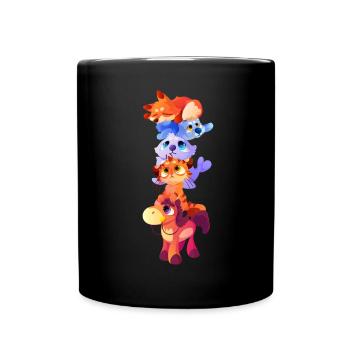 Furry Fandom Fursona Fursuit Fox Horse Cat - Full Colour Mug - black - Front