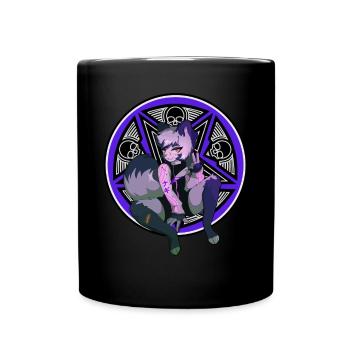 Furry Fandom Fursona Fursuit Fox Pentagram - Full Colour Mug - black - Front