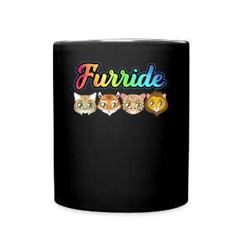 LGBTQ Furry Fandom Fursona Fursuit - Full Colour Mug - black - Front
