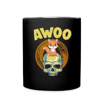 Furry Fandom Fursona Fursuit Fox - Full Colour Mug - black - Front