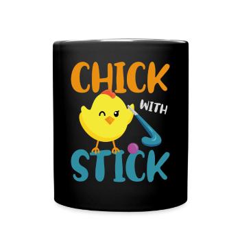 Field Hockey Chicken Chick With - Full Colour Mug - black - Front