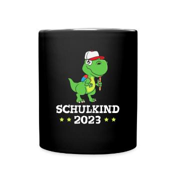 Schulkind 2023 Dinosaurier - Tasse einfarbig - Schwarz - Vorne