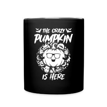 The Crazy Pumpkin Is Here - Funny Halloween Pumpki - Full Colour Mug - black - Front