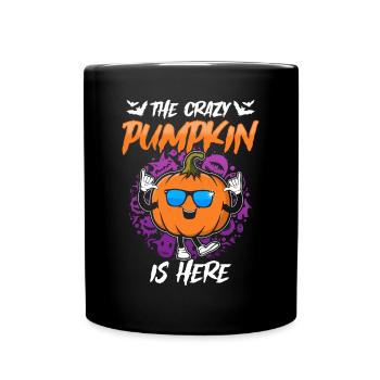 The Crazy Pumpkin Is Here - Funny Halloween Crazy - Full Colour Mug - black - Front