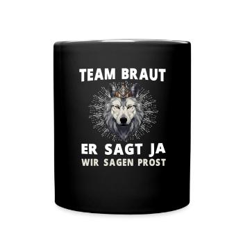 Hochzeit Junggesellenabschied Wolf Bräutigam Braut - Tasse einfarbig - Schwarz - Vorne