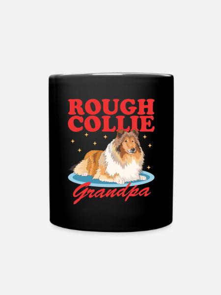Collie Grandpa Collies Rough Collies Collie à poil long cadeau - Mug uni - noir