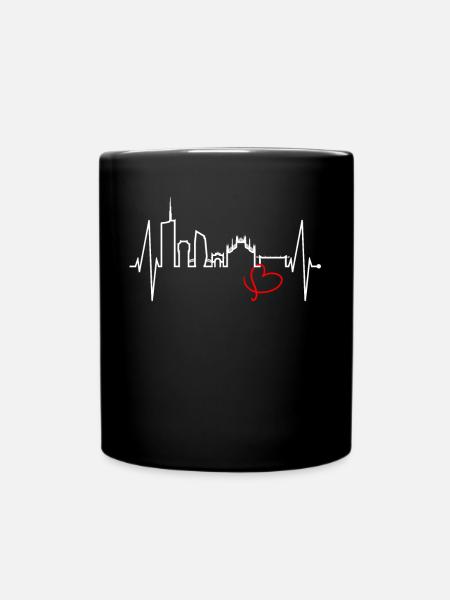 Milan Skyline Italy Heartbeat Fan Love Milano - Full Colour Mug - black