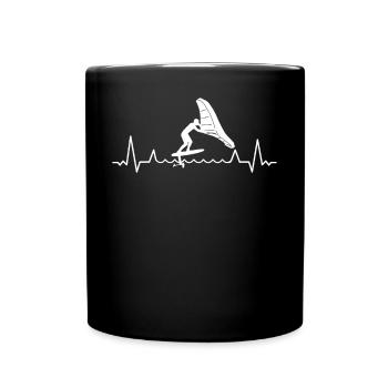 Wingfoil-Surfer Wingfoiling-Board Herzschlag - Tasse einfarbig - Schwarz - Vorne