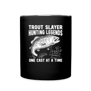 Pêche, Truite, Saumon, Pêcheur, Pêcheur, Perche - Mug uni - noir - Devant