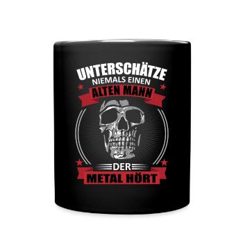 Alten Metal Mann Stolz Totenkopf Geschenk - Tasse einfarbig - Schwarz - Vorne